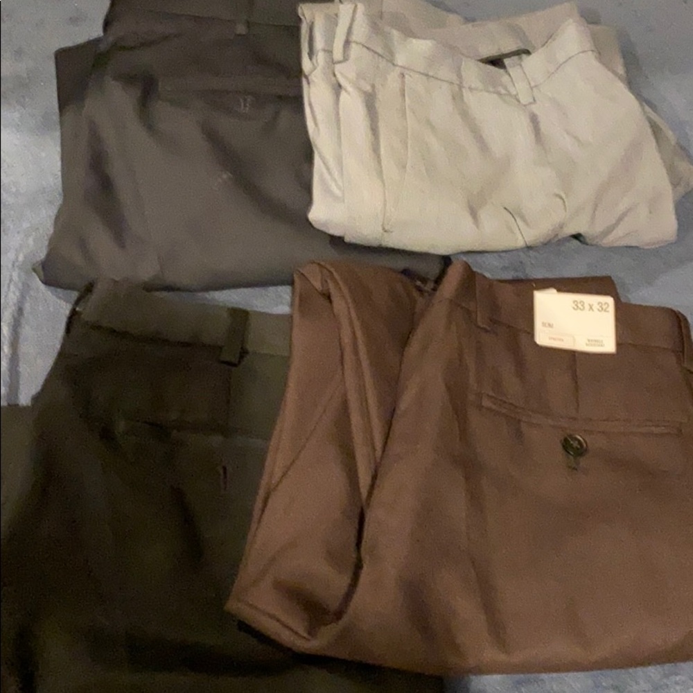 Various men’s dress pants